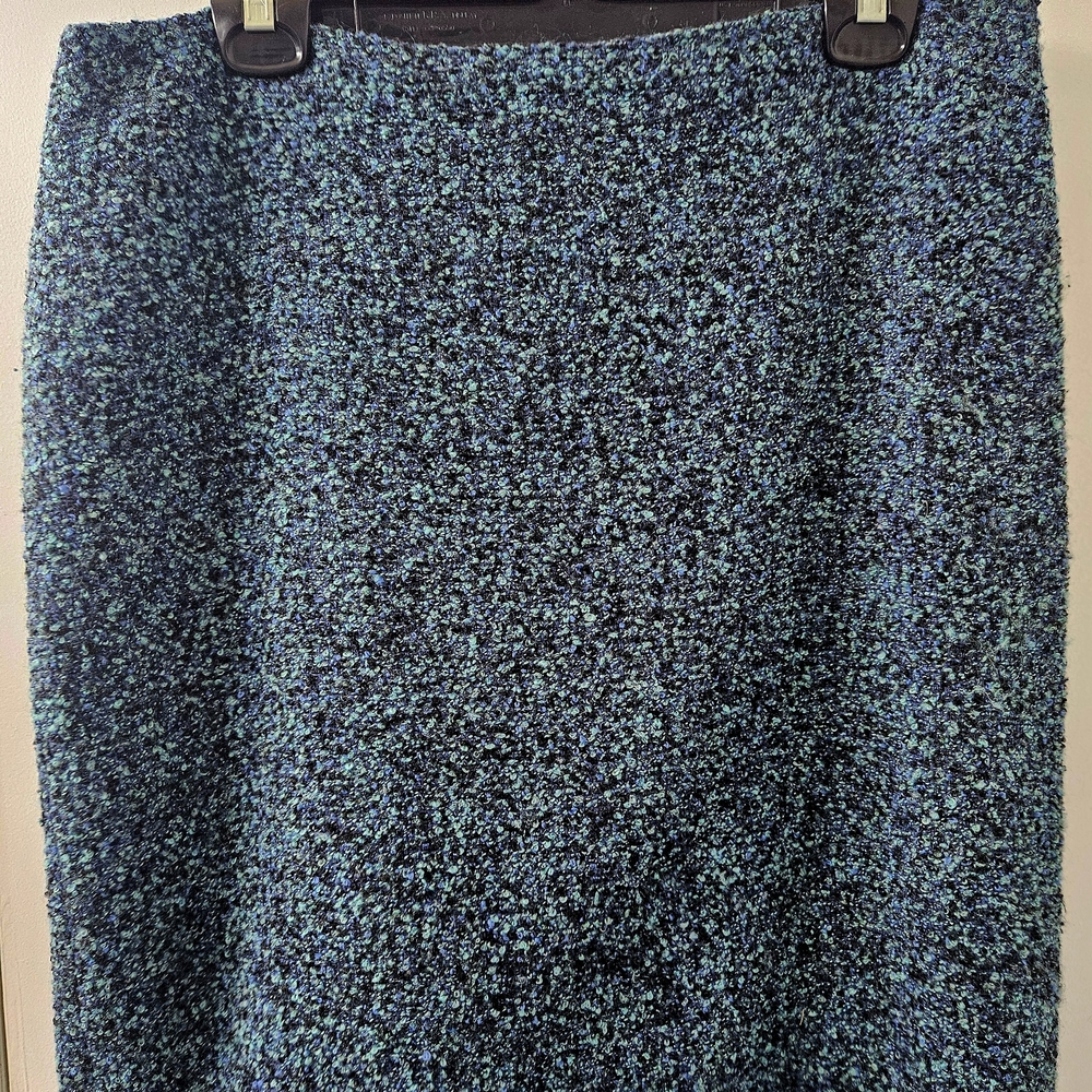Precise Teal And Black Boucle Pencil Skirt